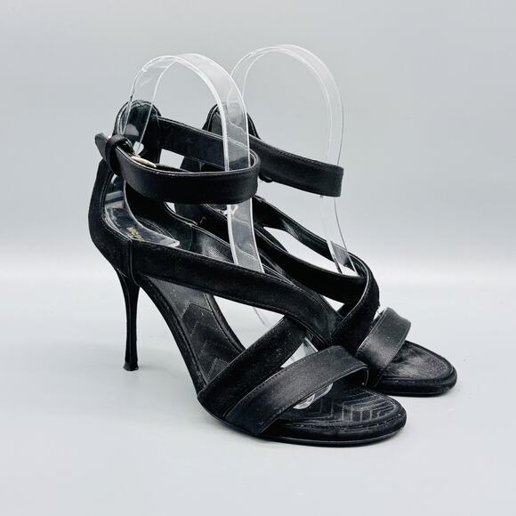 Nicholas Kirkwood Sandals Womens 5.5 Black Suede Heel Ankle Strappy Dress Pearl - Picture 2 of 12